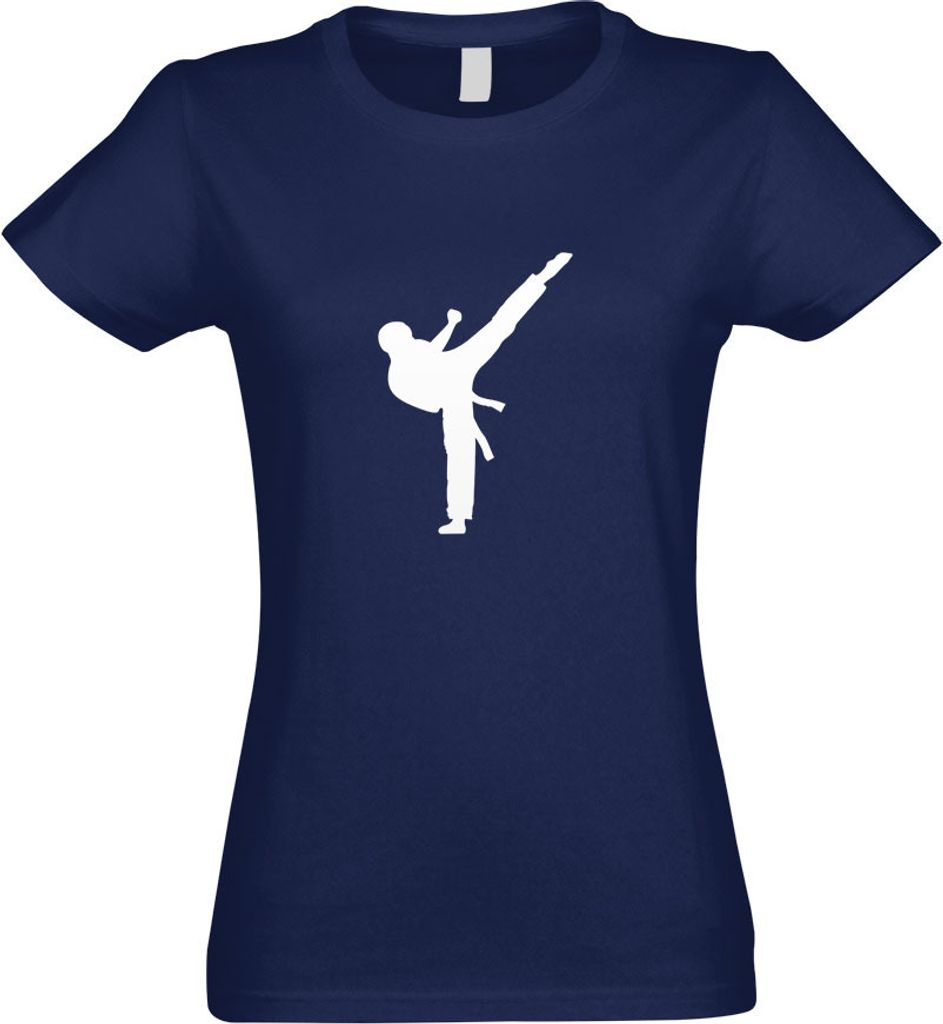 Kiwistar - T-Shirt tailliert - Damen - Navy - Karate Kampfsport Kämpfer - mit Motiv Bedruckt - Funshirt Design - Sport - Freizeit - Damen - M