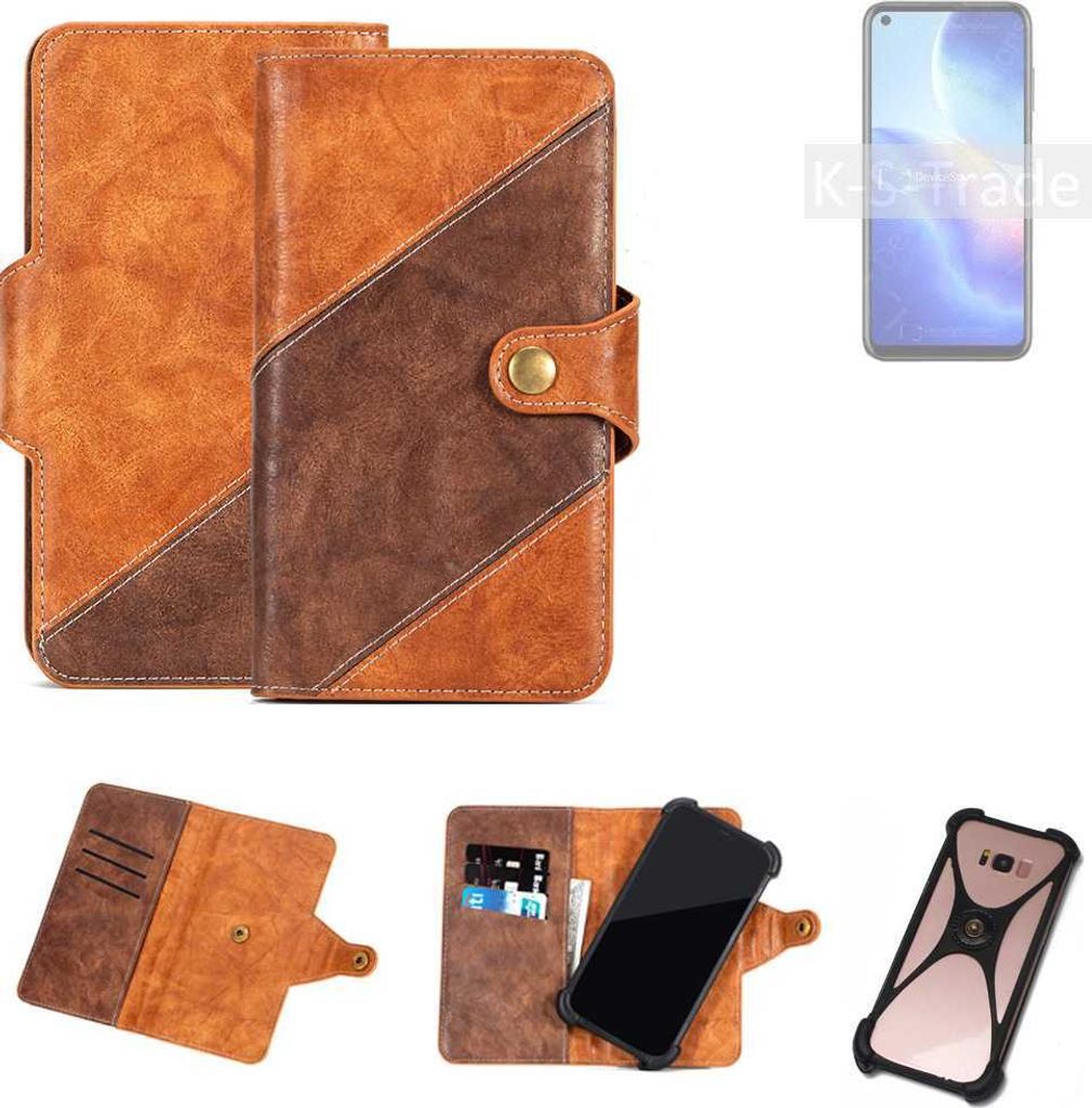 K-S-Trade Handyhülle Schutzhülle Bookstyle Case Wallet-Case kompatibel mit Blackview A90 Cover Klapphülle Kantenschutz Smartphone dunkelbraun braun