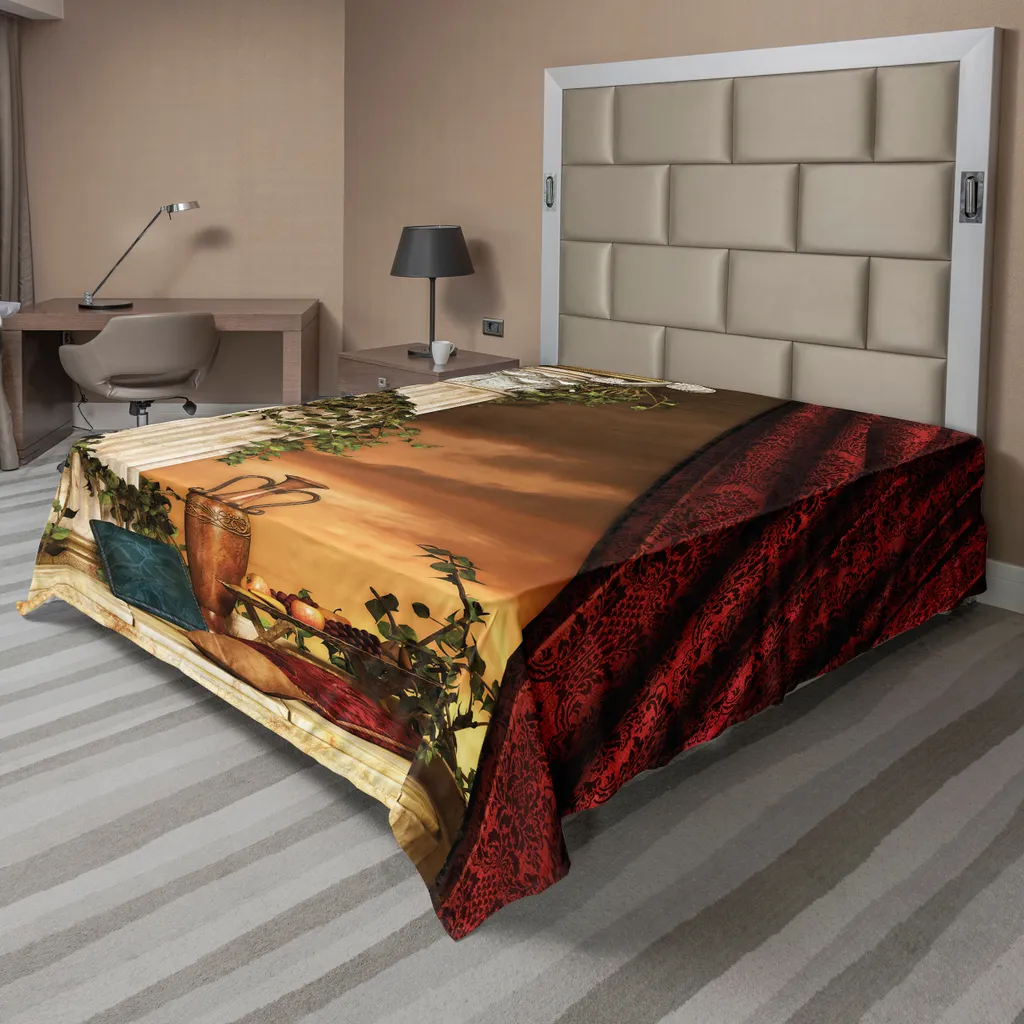 Drap de Lit Grand Format 260x228 cm Finition Douce Motif Antique Grec