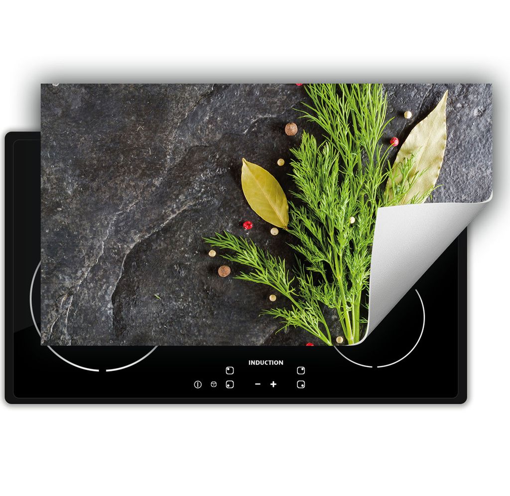 DarHaus Herdabdeckplatte 90x52 cm Anti Rutsch Matte Aufrollbar, schiefer - Gewürze