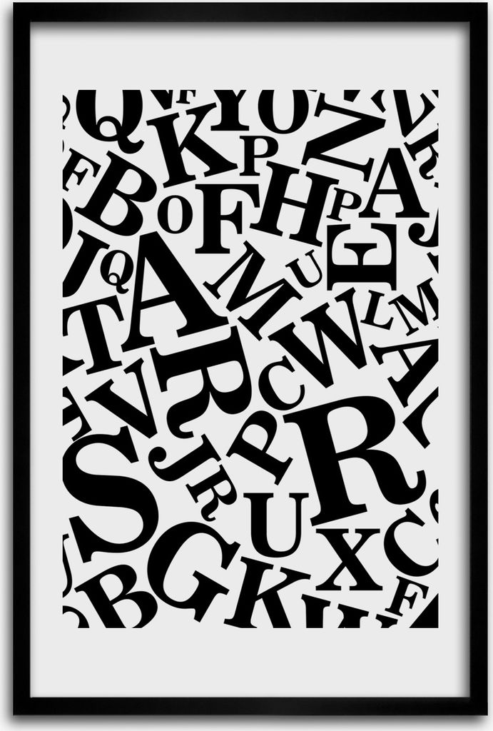 Bild - Bilderrahmen - 40 cm x 60 cm - MDF - Rahmen - Wandkunst - Alphabet