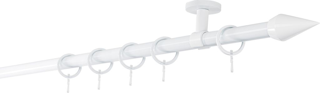Gardinenstange auf Maß 20mm Kegel 1-lauf Deckenträger 4cm Größe: 180cm, Farbvariante: Weiß