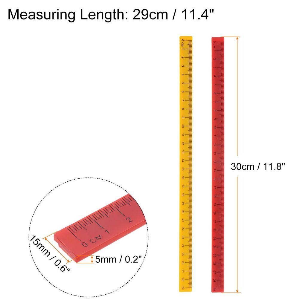 3Stk Wei?wandtafel Magnetisches Lineal 29cm Metrische Tafel Gerade Lineale Bš¹ro Klassenzimmer Wohnung Messlineal Korallrot Gelb