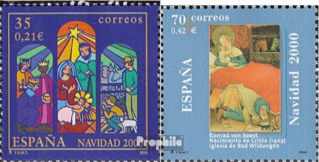 Briefmarken Spanien 2000 Mi 3602-3603 (kompl.Ausg.) postfrisch Weihnachten