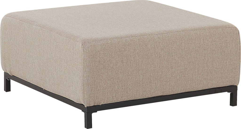 BELIANI Ottomane Beige / schwarzes Gestell Polsterbezug quadratisch Indoor & Outdoor Wohnzimmer Salon Balkon Terrasse