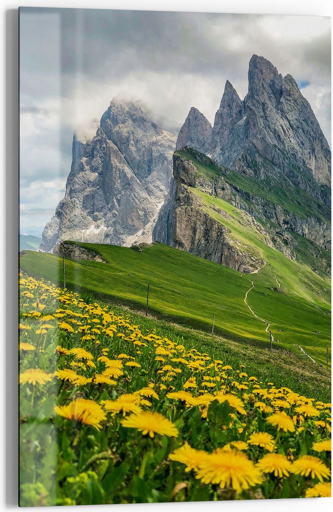 DEQORI Magnettafel Glas 40x60 cm 'Dolomitenzauber' beschreibbar Whiteboard Pinnwand Küche