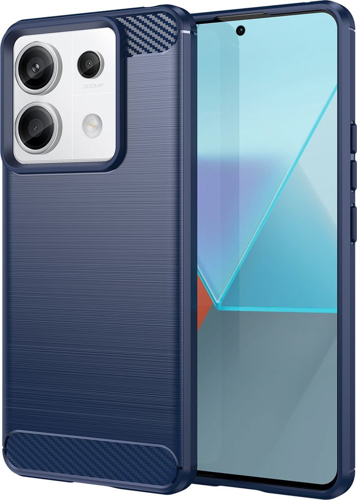 Carbon Case Hülle kompatibel mit Xiaomi Redmi Note 13 5G flexible Silikon-Carbon-Hülle blau