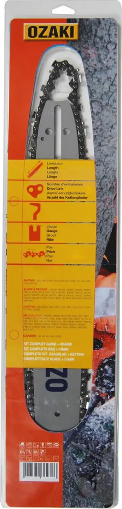 Remplacer Guide et Chaîne Usés : Kit Ozaki 3/8 LP 050 45 Maillons E45