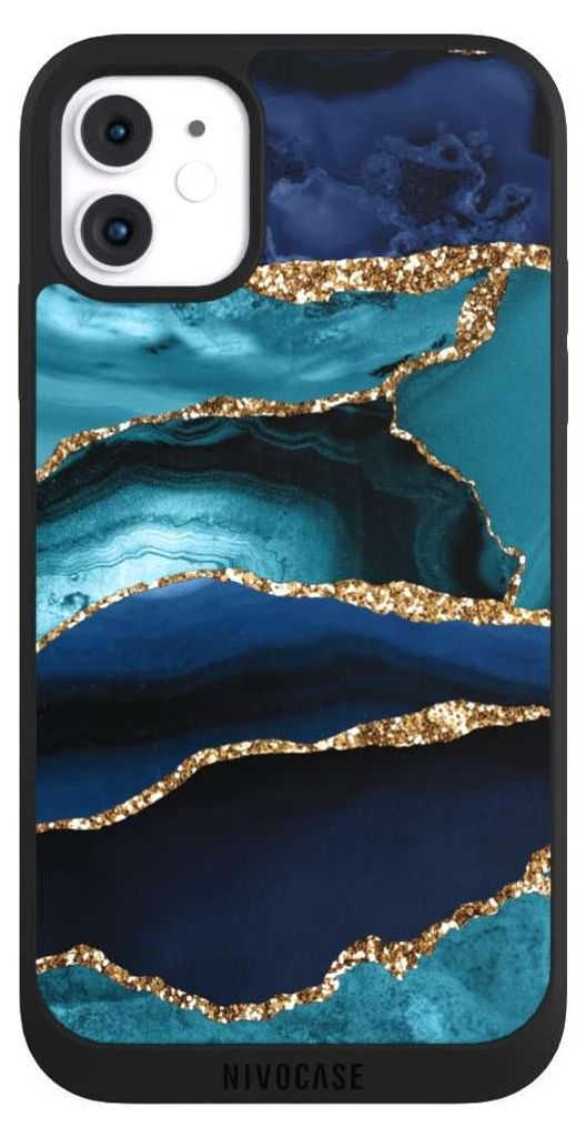 NIVOCASE Handyhülle für Apple iPhone 11 Hülle NIVOpure Case Schwarz Glitzer Look Marmor Trends
