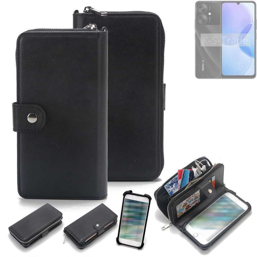 K-S-Trade 2in1 Handyhülle Schutzhülle kompatibel mit Xiaomi Redmi 13R 5G & Portemonnee Cover Handy Hülle Case Etui Geldbörse Wallet Bookstyle