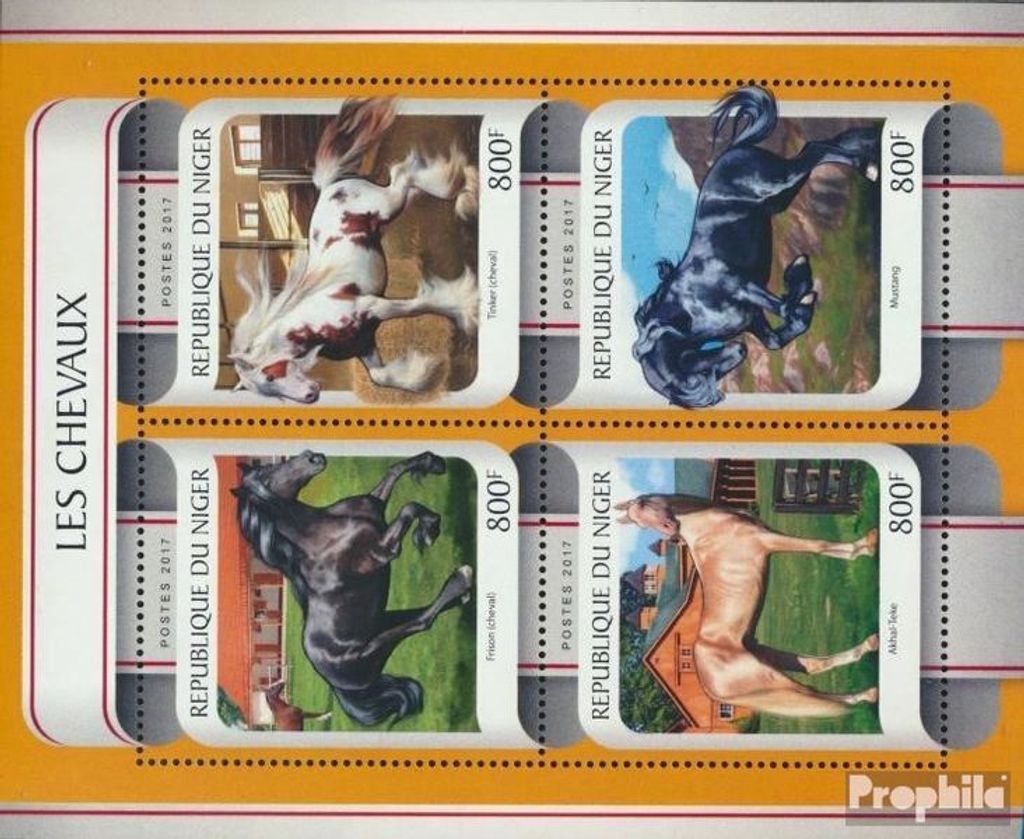 Briefmarken Niger 2017 Mi 4880-4883 Kleinbogen (kompl. Ausg.) postfrisch Pferde