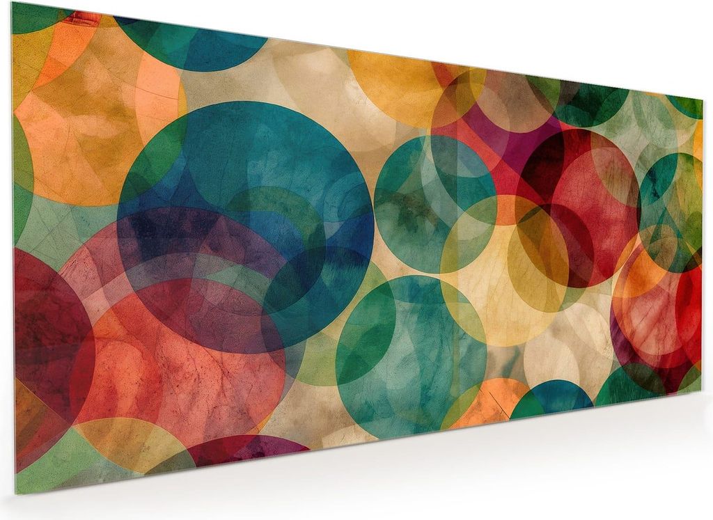 Küchenrückwand Spritzschutz Glas mit Motiv Farbenfrohe Kreise 40 x 40 cm