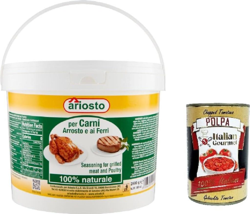 Ariosto Per Carni Arrosto o ai Ferri für gebratenes oder gegrilltes Fleisch 2500gr + Italian Gourmet polpa 400g