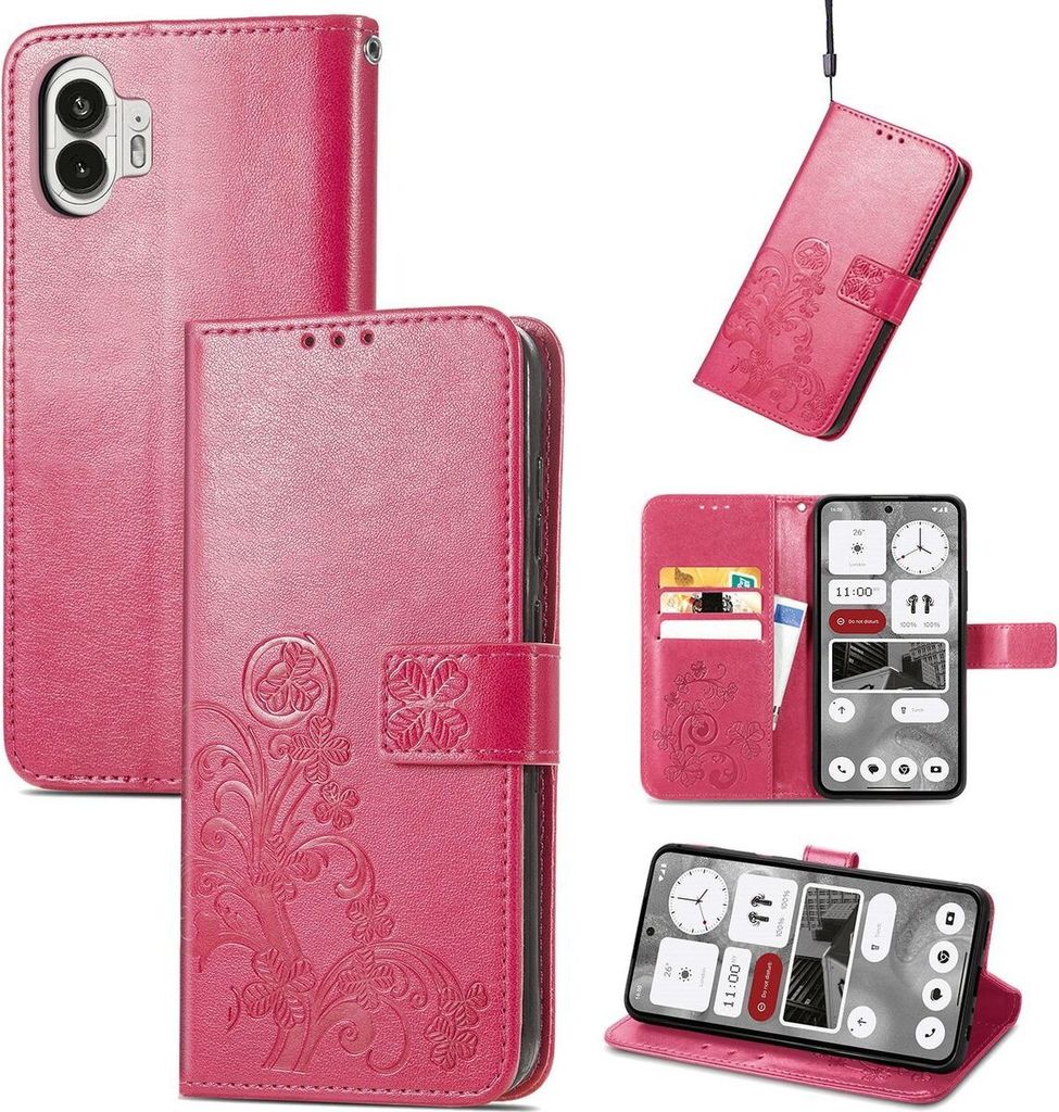 König Design Hülle kompatibel mit Nothing Phone 2 Kunstleder Handyhülle - Handy Case Magenta
