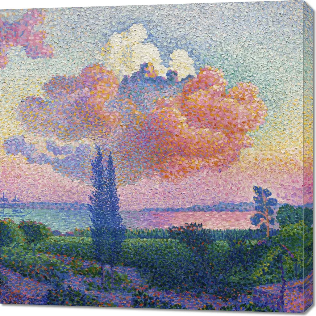 Grand Tableau de Salon 90x90 cm The Pink Cloud pour un Intérieur Élégant