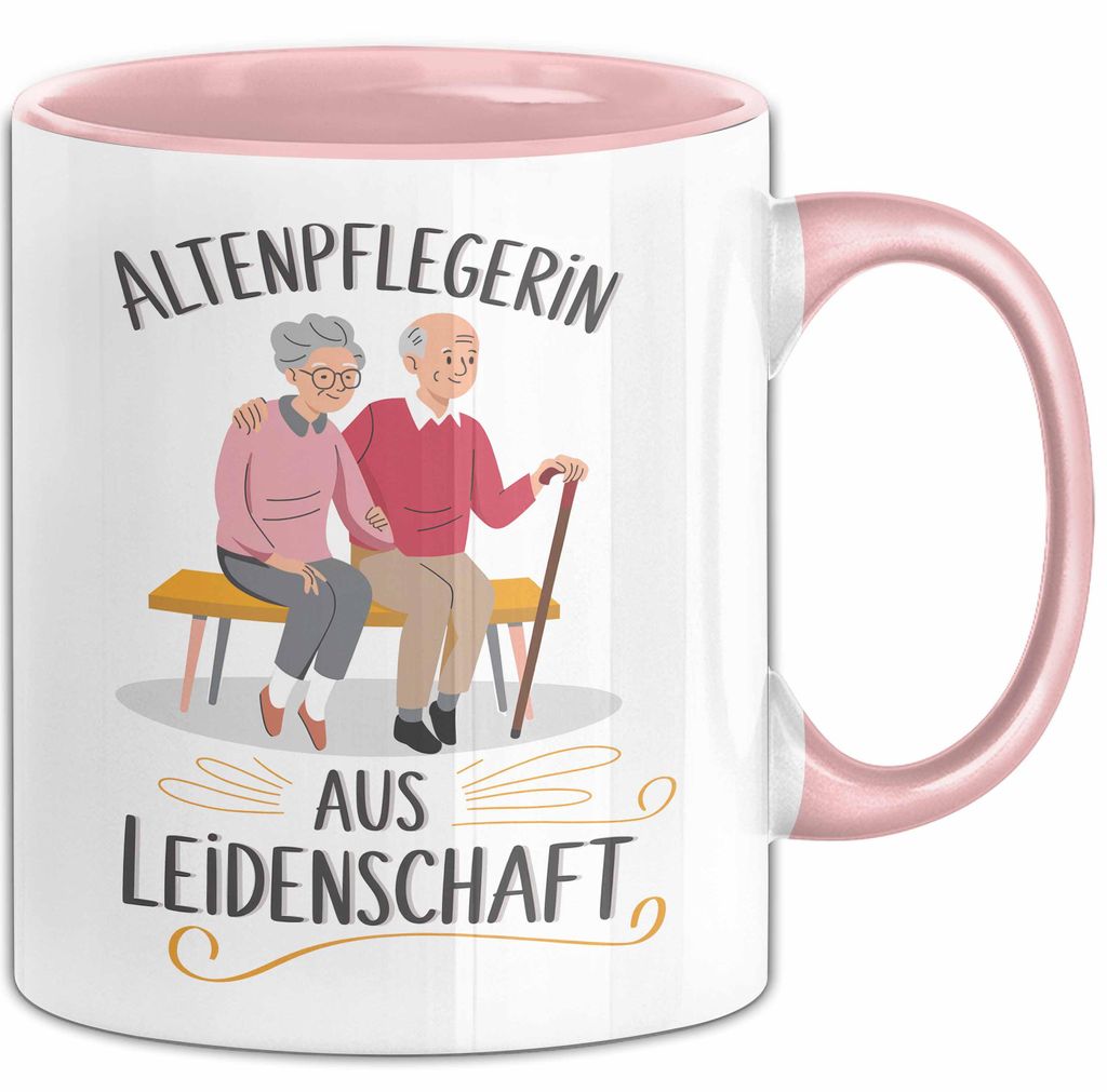 Krankenschwester Pflege Betreuung Tasse Geschenk Lustige Geschenkidee Spruch Altenpflegerin Aus Leidenschaft (Rosa)