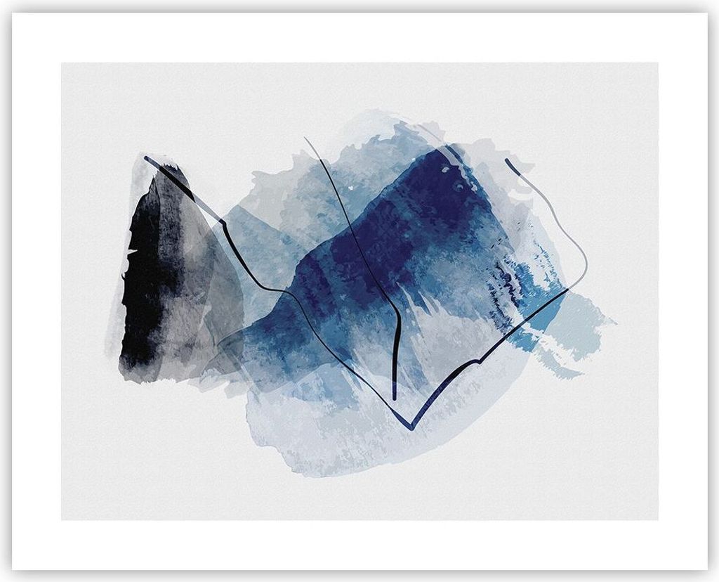 Poster - Poster ohne Rahmen - Blau Schwarz Abstraktion - 50x40 cm - Wand Bild - Wanddeko - Wandbilder - Kunstposter - Wandposter - Bilder - Kunstdr...
