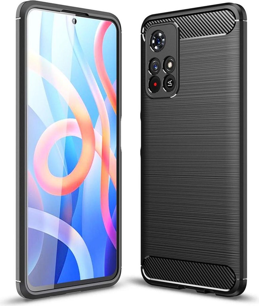 Handyhülle für Xiaomi Poco M4 Pro 5G/Redmi Note 11S 5G Silikon Case Carbonfarben
