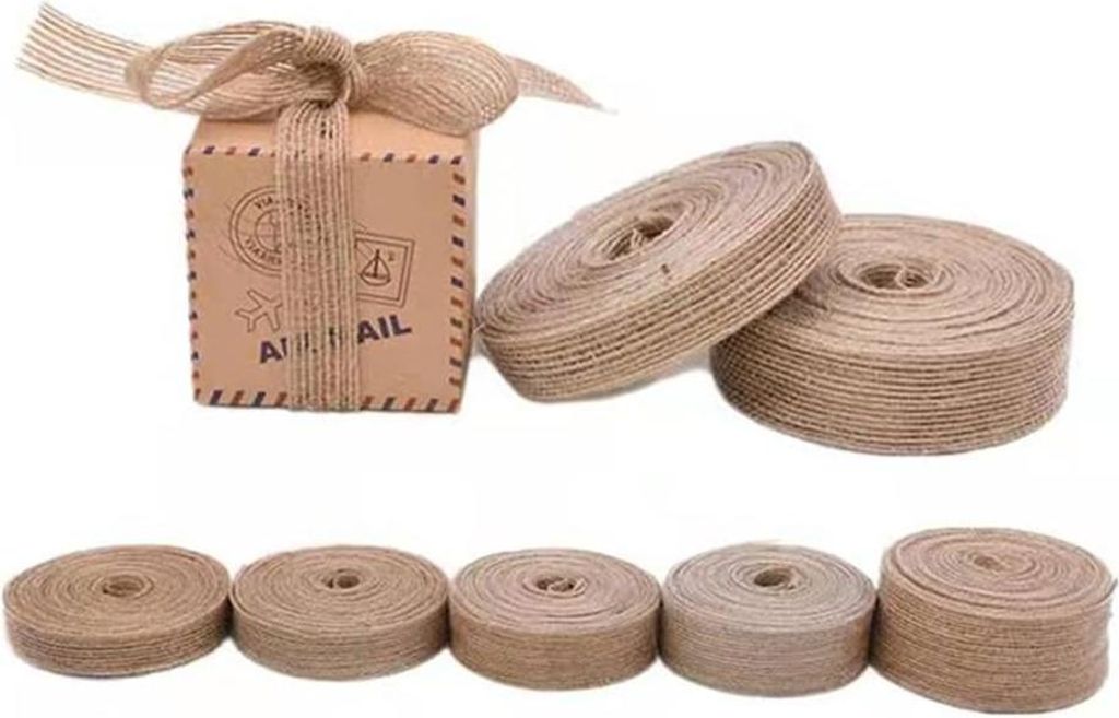 Natürliches Jute Band 5 Rollen - 10 m x 15 cm 2 cm 25 cm 3 cm 38 cm - Für Gebäck Blumen Stühle Geschenkverpackung DIY Basteln Hochzeit Party - ...