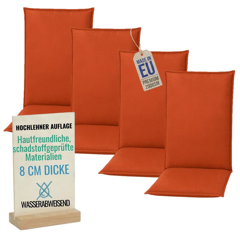 Pillows24 - 4x Hochlehner Auflagen 120x50x8 cm | Bequeme & Produktbild 
