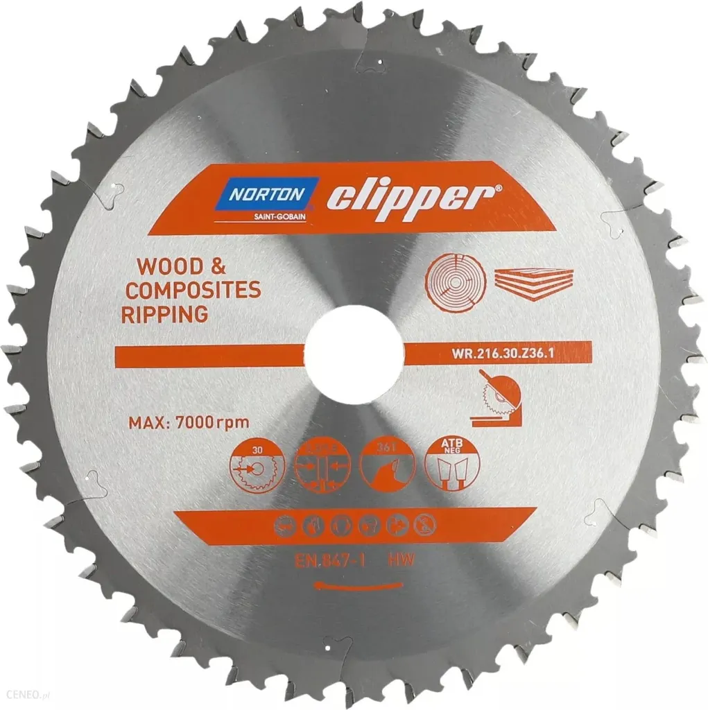 Lame de scie pour bois 250x30 Norton Clipper 24 dents coupe rapide