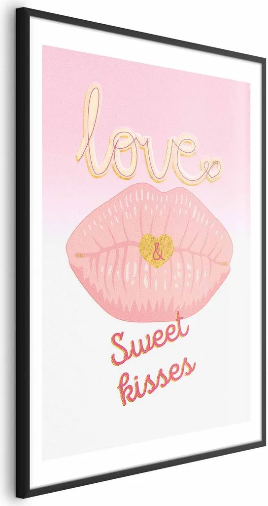 Quadro Sweet Kisses 60x90 cm Cornice Nera con Passe-partout