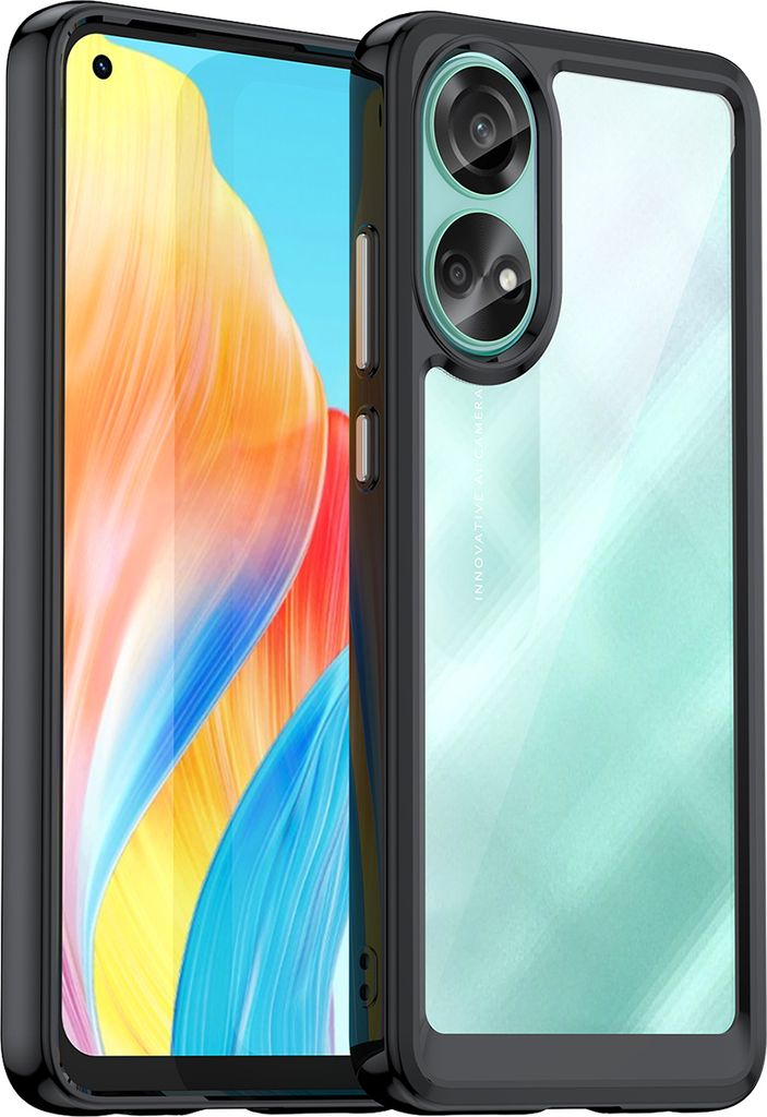 Schutzhülle für Oppo A78 4G Klar Rückseite Stoßfeste TPU Silikon Bumper Hülle Schwarz