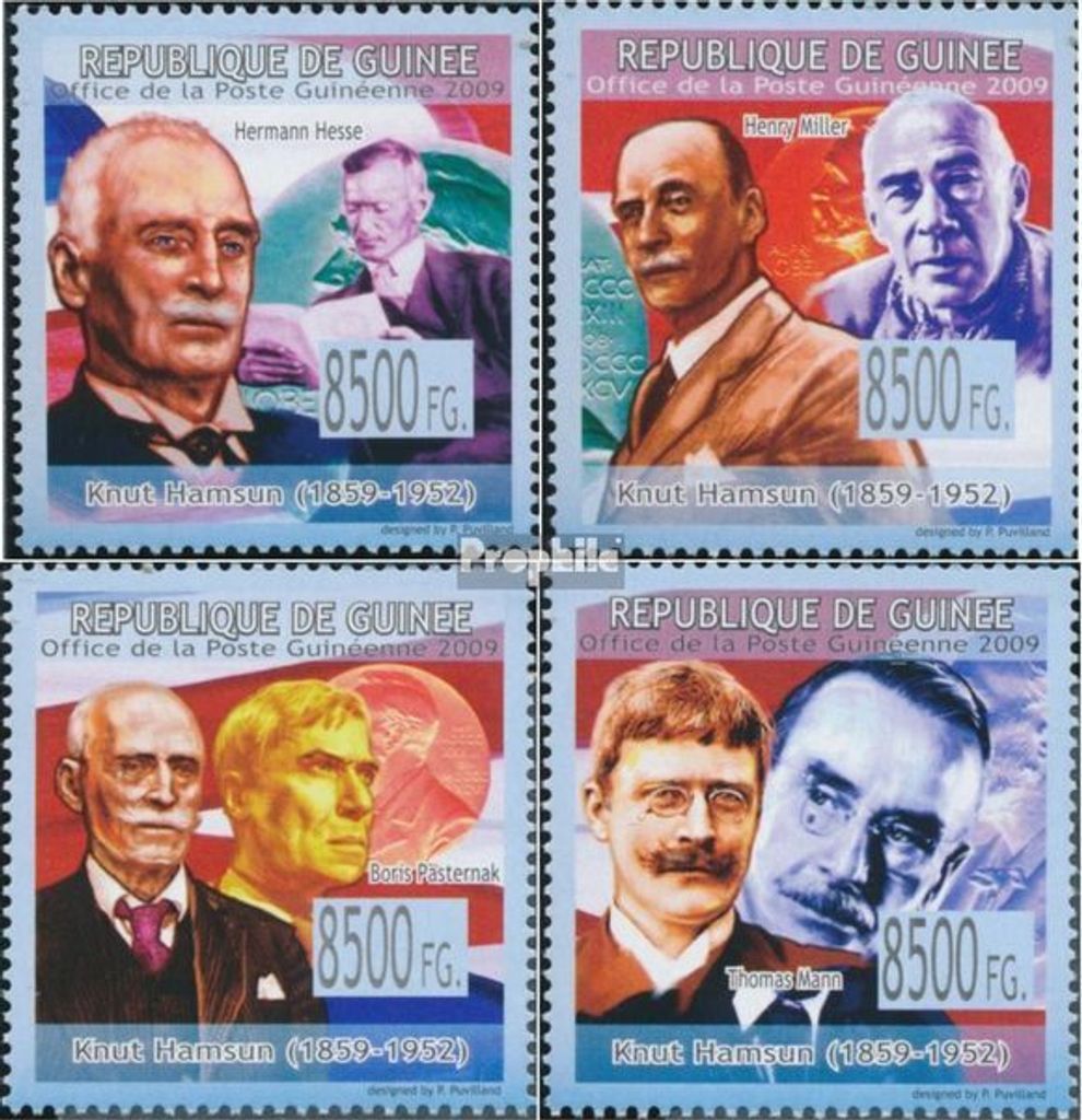 Briefmarken Guinea 2009 Mi 6659-6662 (kompl. Ausgabe) postfrisch Hermann Hesse, Thomas Mann
