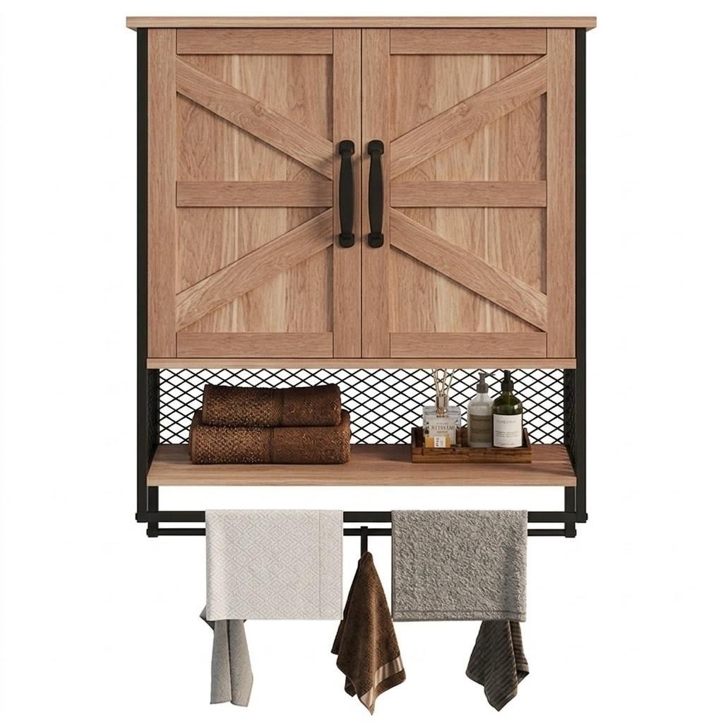 Mobile da bagno da parete in stile loft rustico con gancio, Immagine del prodotto 