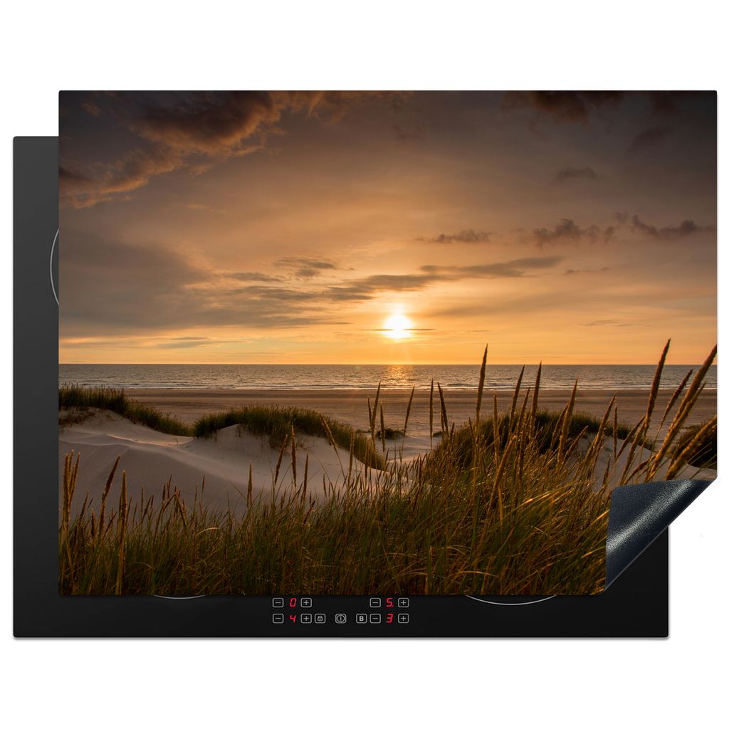 KitchenYeah Herdabdeckplatte Strand - Farben - Europa , 77x59cm, Küche Deko, Glaskeramikkochfeld Herdabdeckung, Abdeckplatte fùr Kochfeld