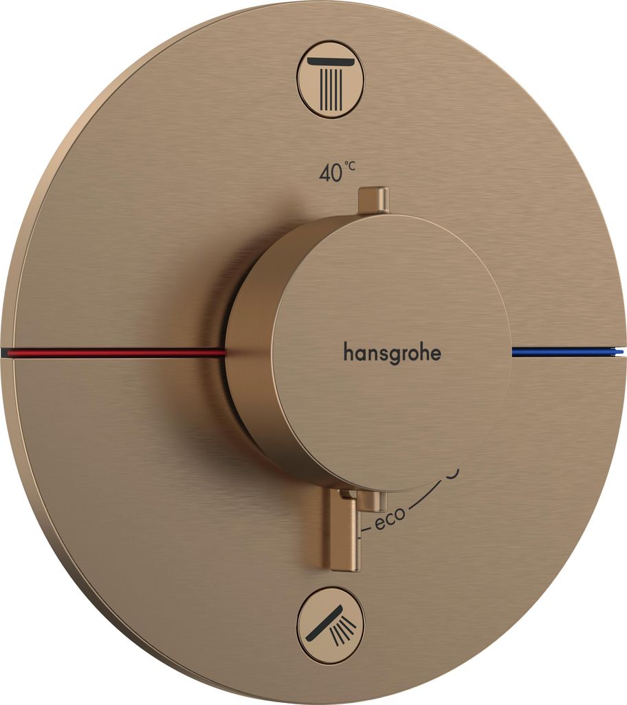 hansgrohe ShowerSelect Comfort S Thermostat, Unterputz, 2 Verbraucher, runde Rosette, mit Sicherungskombination, 15556140