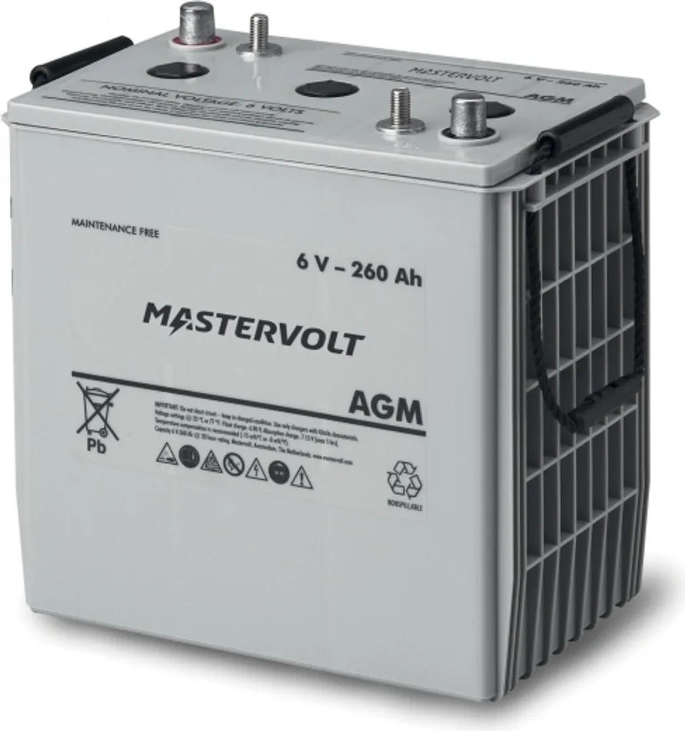 Batterie auxiliaire AGM 6V/260Ah Mastervolt pour camping-car et bateau