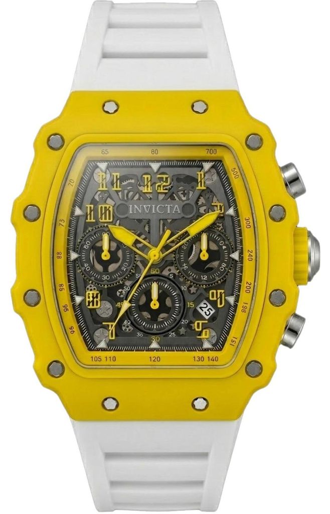 Invicta Racing 69740 Herrenarmbanduhr - Quartz Uhrwerk - Acryl mit Silbernem Zifferblatt - 44 mm