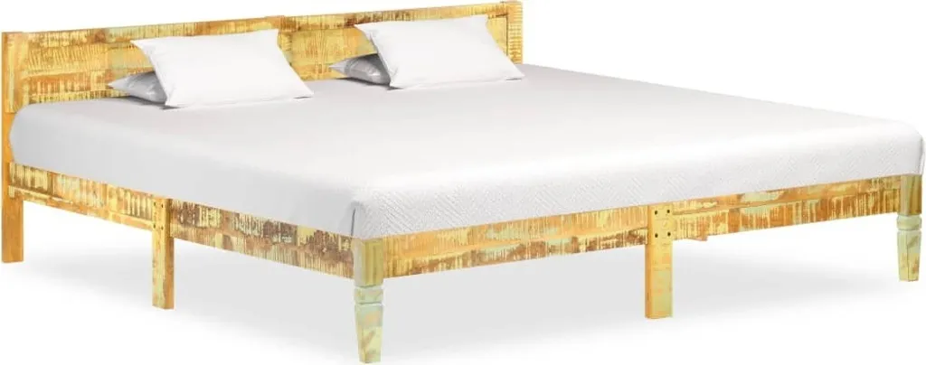 Lit 200x200 cm en bois massif vieilli The Living Store finition brute