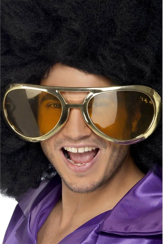Smiffys - "Giant Seventies" Sonnenbrille für Herren/Damen Uni - Kostüm SM958 (Einheitsgröße) (Gold)