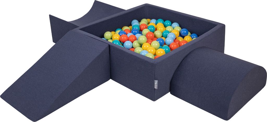 KiddyMoon Spielplatz Aus Schaumstoff Mit 200 Bälle 7cm Hindernisläufen Version 4 Quadrat Bällebad Mit Bunten Bällen Für Babys Und Kinder