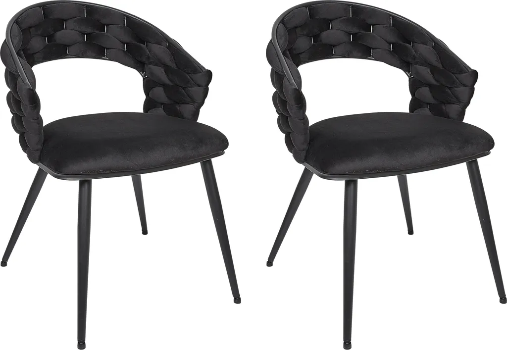 Chaise Sawyer Noire Lot de 2 de Salle à Manger en Bois et Métal