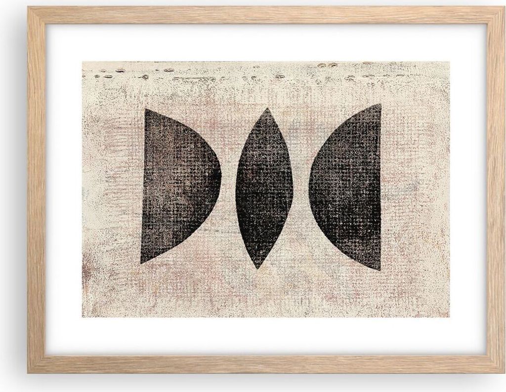 Gerahmtes Poster - Rahmen in heller Eiche - Form Figuren Geometrisch - 40x30 cm - Wand Bild - Wanddeko - Wandbilder - Kunstposter - Wandposter - Bi...