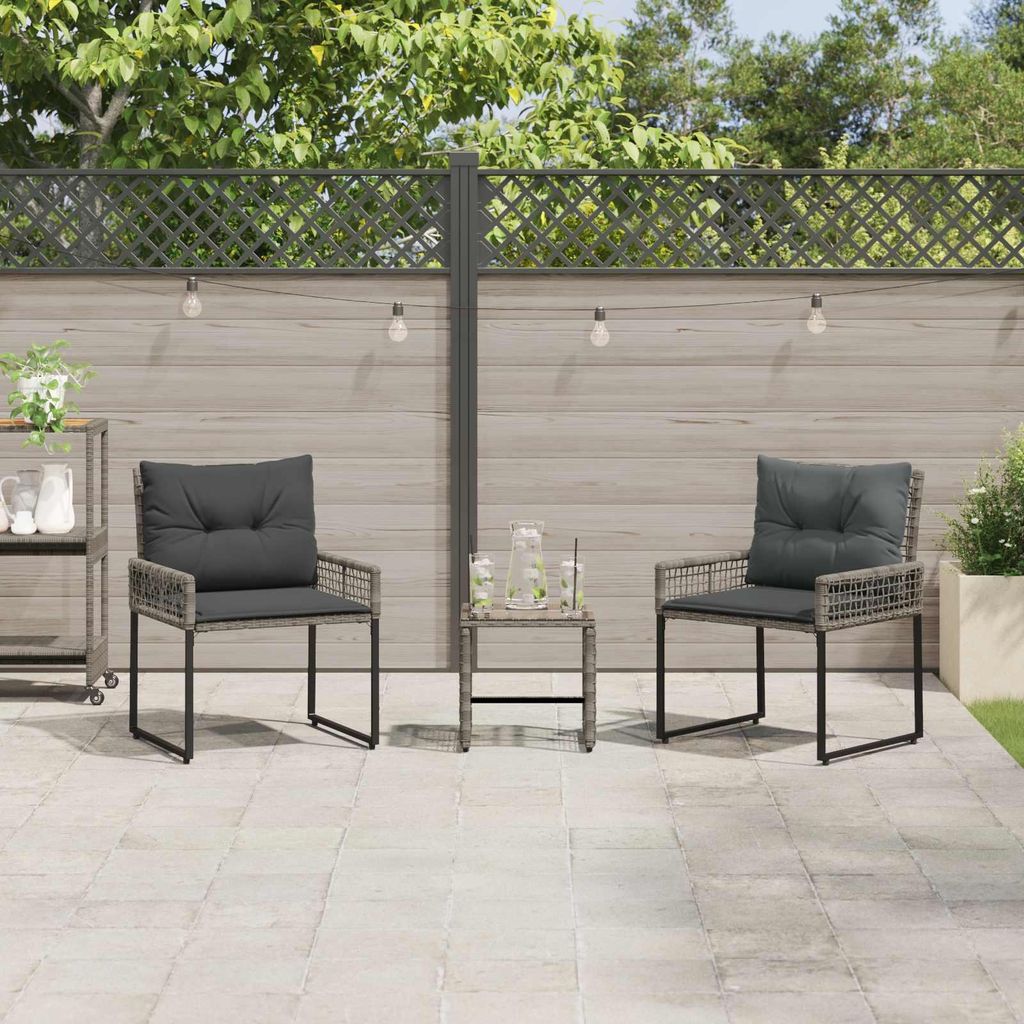 "Neues Produkt" Gartenmöbel-Set mit Kissen - 3 pcs - CLORIS - Grau - Sitzgruppe V2840