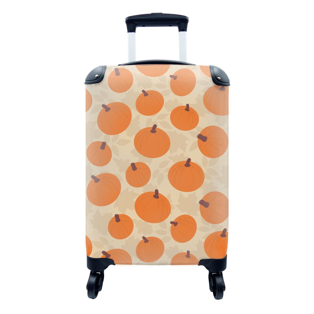 MuchoWow Koffer Handgepäck Trolley Rollkoffer Kleine Reisekoffer mit 4 Rollen - Herbst - Kürbis - Blätter - Design - Cabin Size < 55x40x23 cm ...