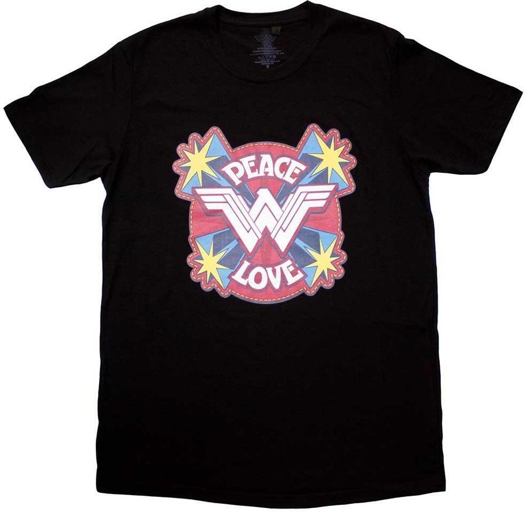 Wonder Woman - "Peace And Love" T-Shirt für Herren/Damen Uni RO11416 (L) (Schwarz)