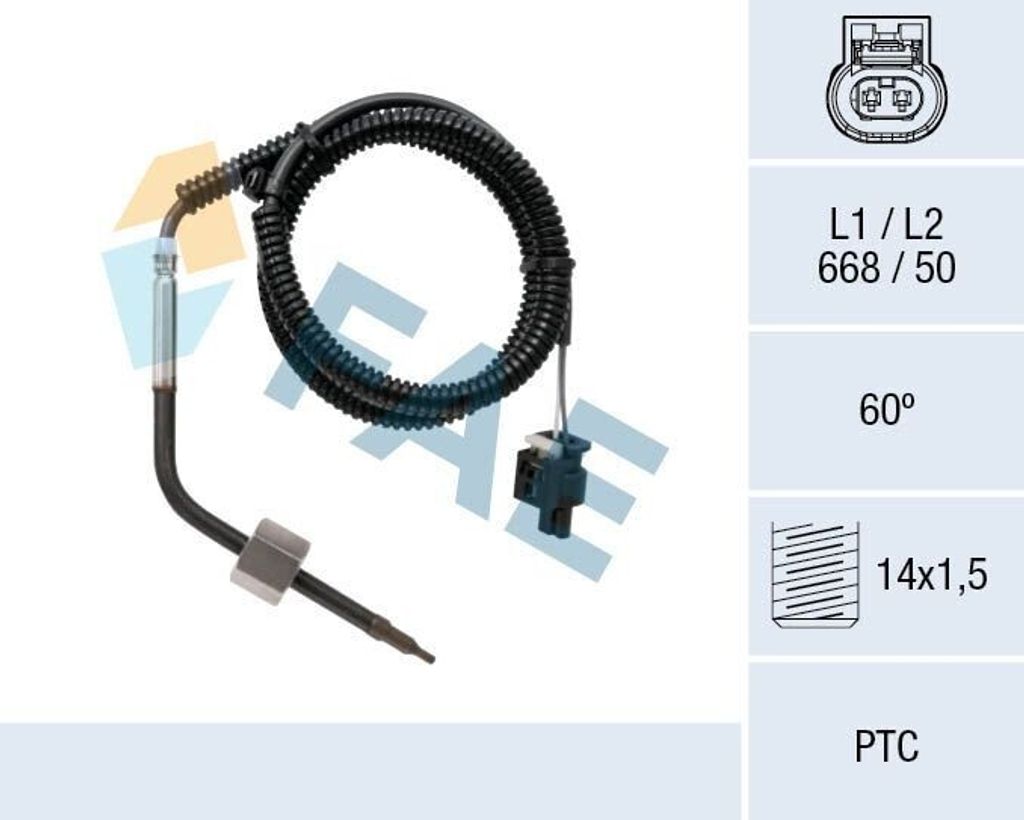 FAE 68094 Abgastemperatursensor passend für MERCEDES-BENZ C-Klasse Limousine (W204) M14x1,5 668mm