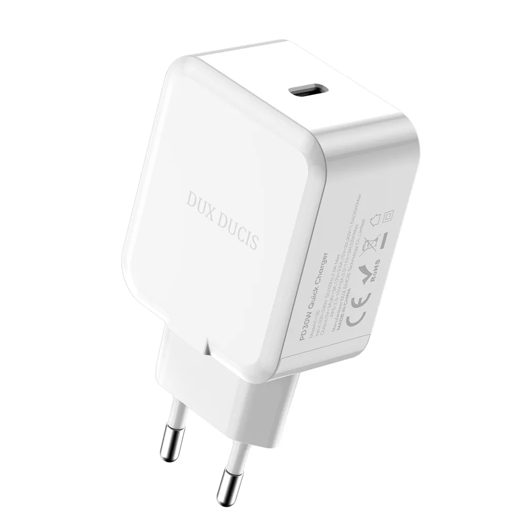 Alimentatore 30W Dux Ducis C110 Power Delivery e Quick Charge White