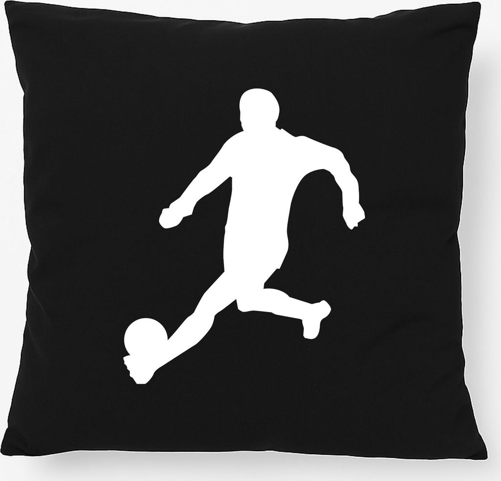 Huuraa Kissen Fußball Soccer 40x40cm mit Füllung Black Baumwolle Dekokissen Geschenkidee