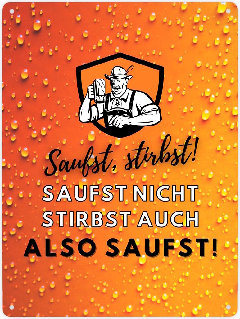 Biertrinker Bier Metallschild XXL in 28x38 cm mit lustigem Spruch