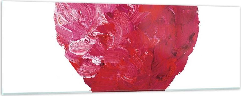 Bilder auf glas - Einteilig - Rot Herz Aquarell - 90x30cm - Glasbilder - Wandbilder - Bilder - zum Aufhängen bereit - Wanddekoration aus Glas - Gl...