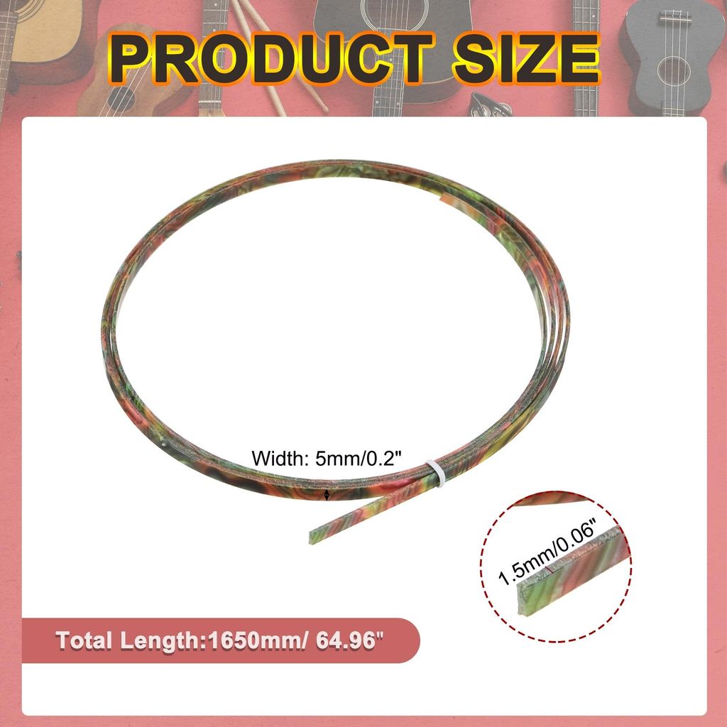 2 Stš¹ck Gitarren-Binding-Purfling-Streifen, 1650x5x1,5mm Kunststoff-Binding-Kantenschutz fš¹r akustische oder klassische Gitarrenzubeh?r, Rot ...