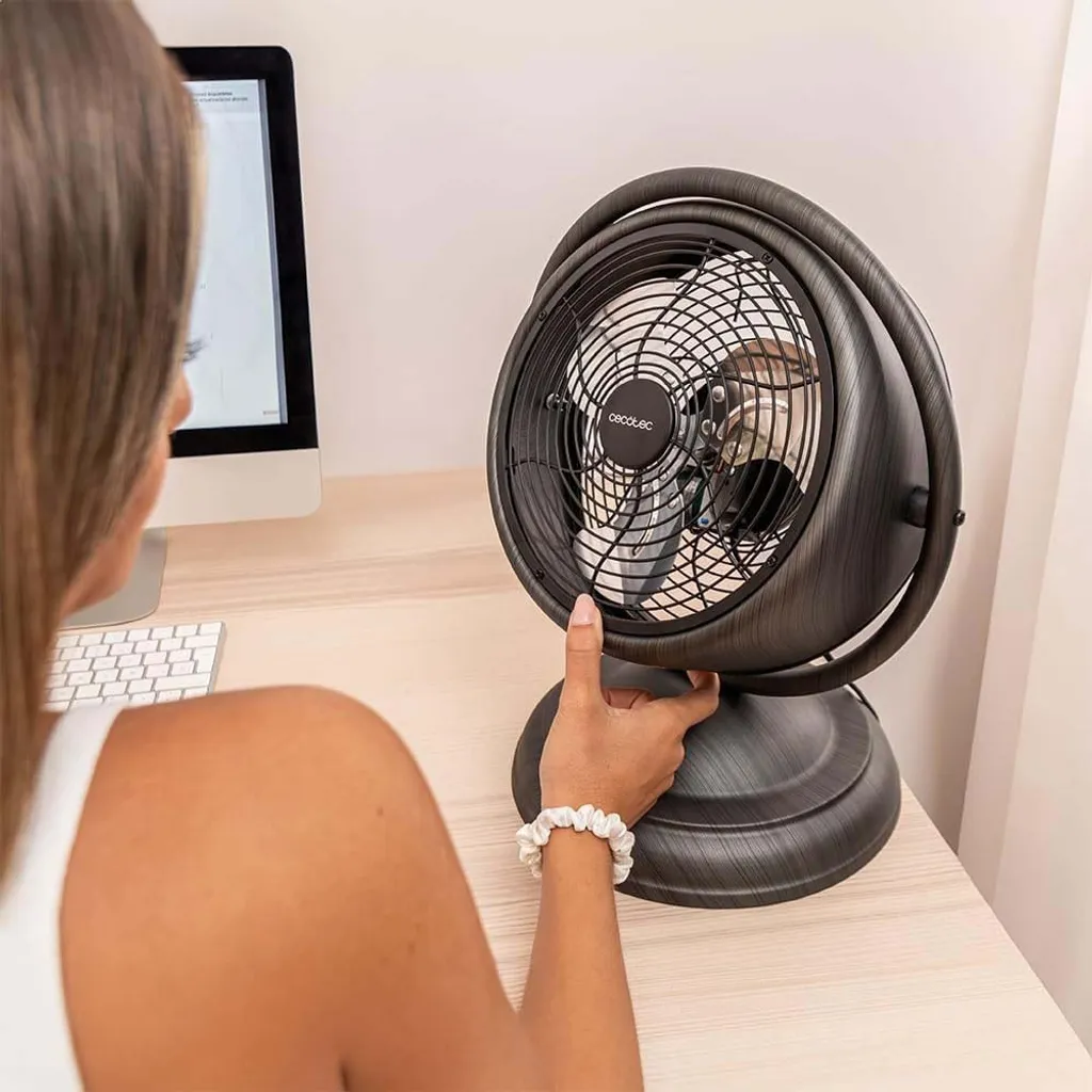 Petit ventilateur de bureau effet bois 25cm - Ventilateur compact 20W - 11