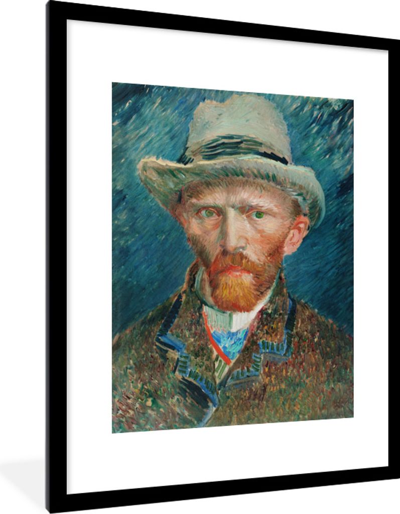 MuchoWow MuchoWow Gerahmtes Poster Selbstporträt - Vincent van Gogh 60x80 cm - Poster mit zchwarzem Bilderrahmen - Wohnzimmer - Dekorationen -...