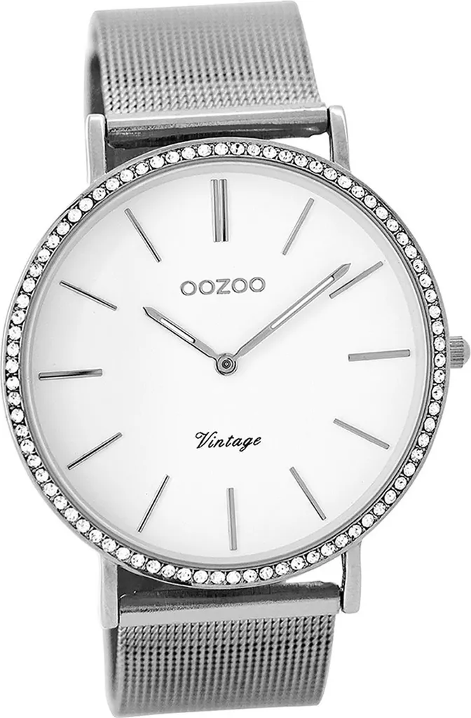 Montre Femme Argentée Vintage en Acier Inox Oozoo C8890 Design Classique